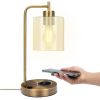 Bourget 16" Antique Brass Table Lamp with Wireless Charging